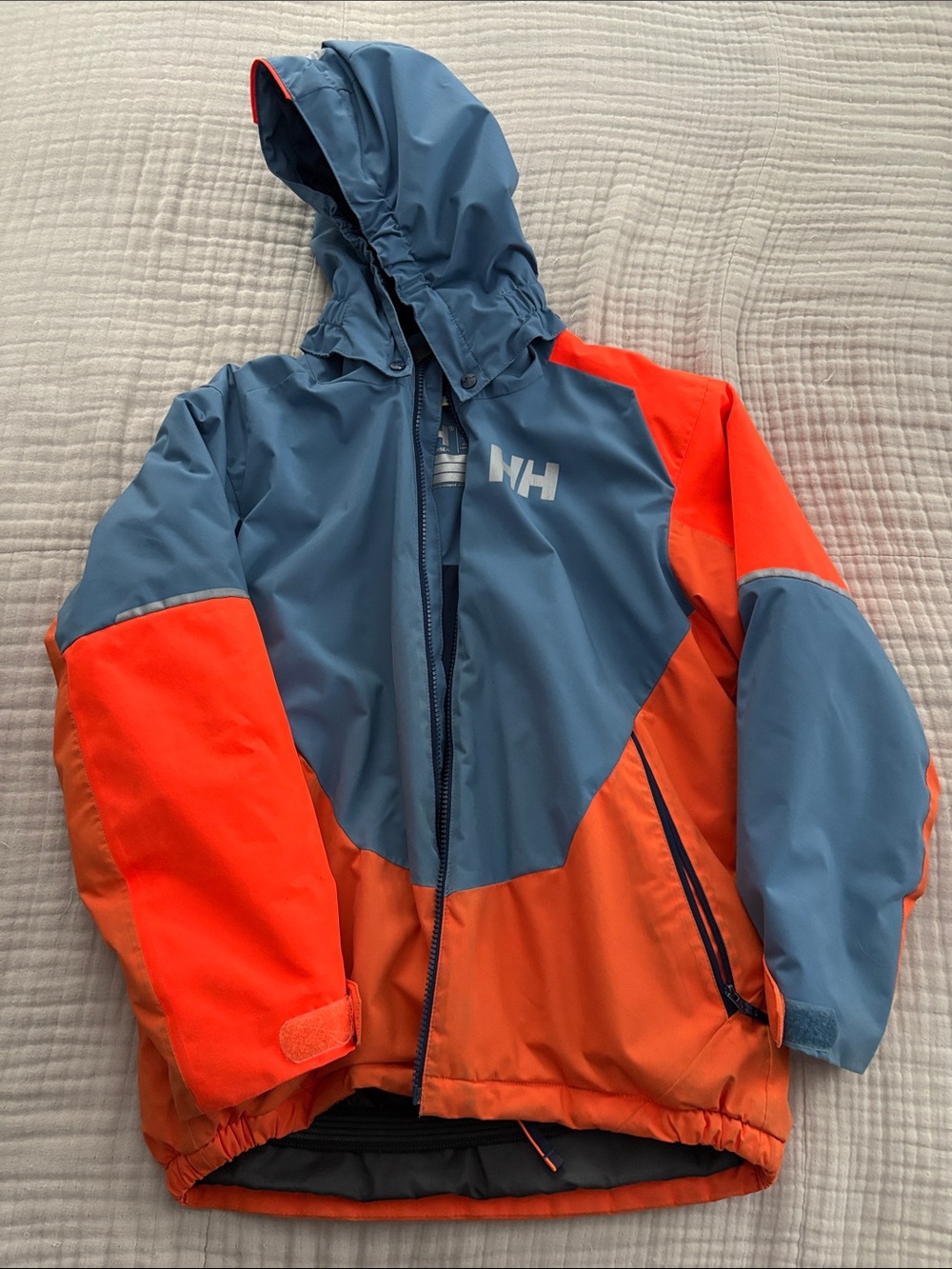 Helly Hansen Kids Blue and Orange Winter Jacket with Hood